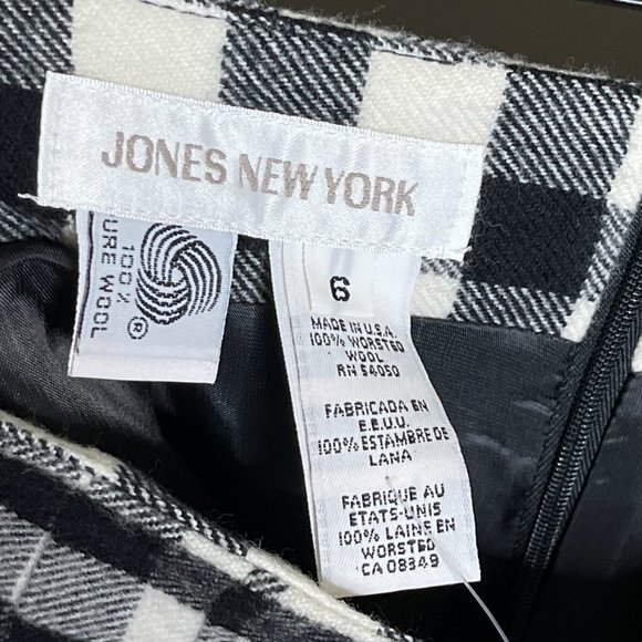 NWT Jones New York Wool Tartan/Plaid Black/White Skirt Size 6‎ Made In USA - Picture 5 of 9